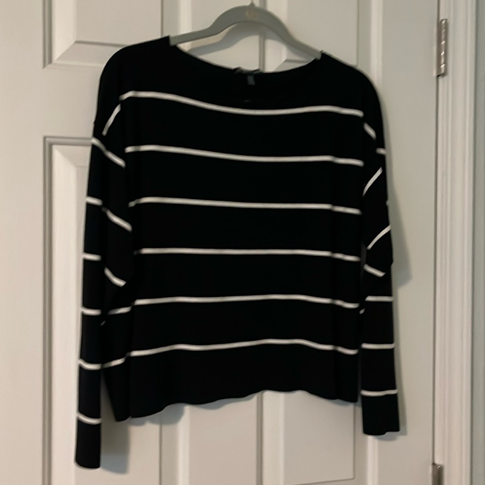 Eileen Fisher striped classic lightweight sweater L